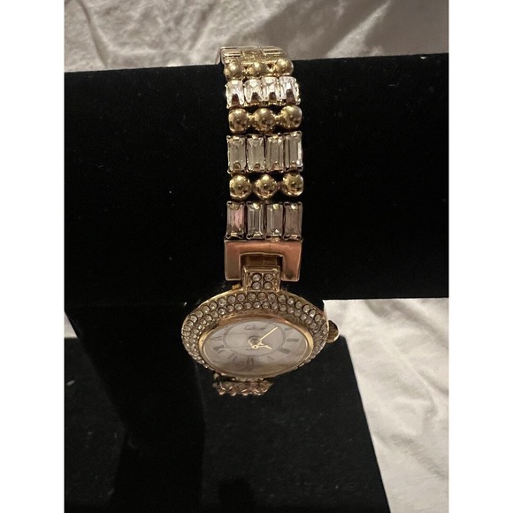 Vtg Gold Silver Tone Watch Collezio Quartz With Rhinestones. Made In Hong Kong. - Picture 12 of 16